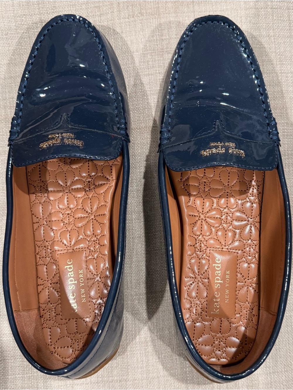 kate spade Navy Patent Leather Slip-On Loafers